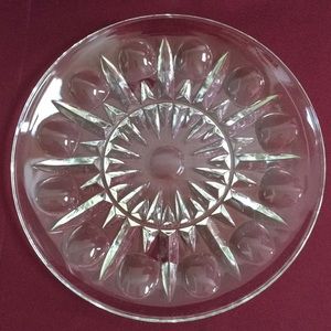 Vintage Clear Glass Platter / Serving Plate Indiana Glass Thumbprint Pattern